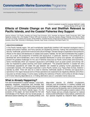 Effects of climate change on fish and shellfish relevant to the Pacific islands, and the coasta fisheries they support