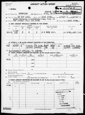 VMSB-245 - ACA rep #225 - Bombing targets in the Yap Area, Carolines on 5/17/1945