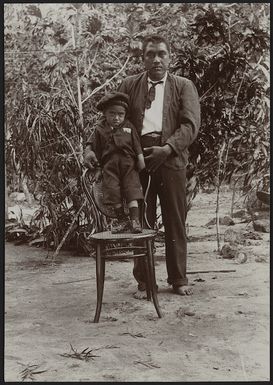 Creator unknown :Photograph of a man and child of Rotuma