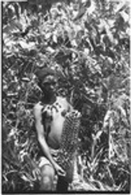 Boy displays pandandus fruit