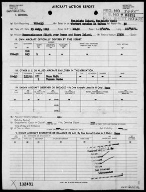 VMB-613 - ACA Rep #58 - Reconnaissance of Nauru & Ocean Islands on 7/15/45