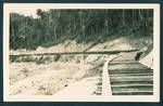 View of fluming structure that carries the water that generates power at the Bulolo Gold Dredging mine, Bulolo, New Guinea, c1932 to 1933