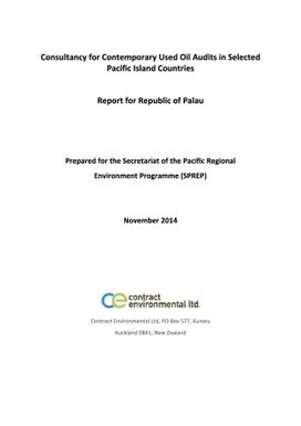Consultancy for Contemporary used oil audits in selected Pacific Island Countries - Republic of Palau