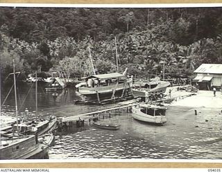 KWIARA, CHINA STRAITS, 1943-07-03. MAINTENANCE BASE OF THE 1ST AUSTRALIAN WATER TRANSPORT GROUP (SMALL CRAFT)