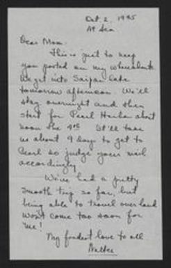 Walter E. Shackelford Senior Correspondence, October-December, 1945