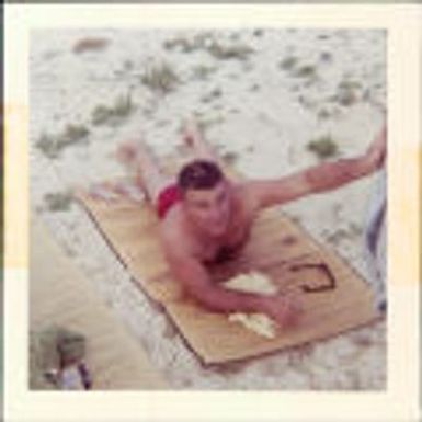 Ray Chase at Kailua Beach, Hawaii, 1963
