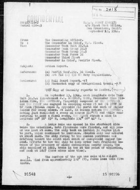 USS Perry - Rep of Mining & Sinking of the USS PERRY on 9/13/44 off Angaur Is, Palau Is