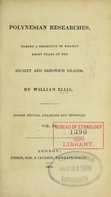 Polynesian researches during a residence of nearly eight years in the Society and Sandwich Islands