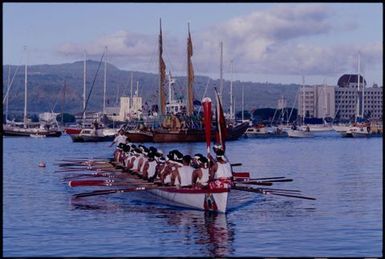 South Pacific Festival of the Arts, Apia, 1996. Va'a in Apia harbour