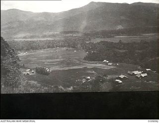 New Guinea. C. 1937. Aerial view of pre-World War II airfield in New Guinea, possibly Wau