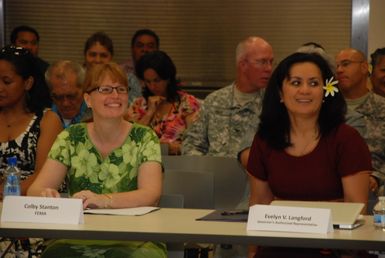 American Samoa, Aug. 29, 2012 -- Colby Stanton, FEMA Region IX, Pacific Area Office Director and Evelyn Langford, American Samoa Governor's Authorized Representative at the National Disaster Recovery Framework rollout