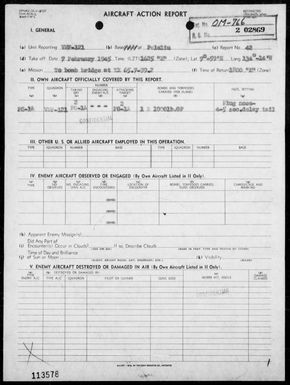 VMF-121 - ACA rep #42 â Bombing bridge in the Palau Is on 2/7/45