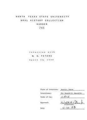 Oral History Interview with W. H. Peters, April 22, 1988