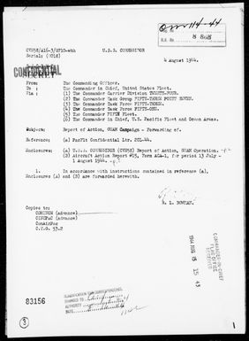 USS CORREGIDOR - Report of Operations - Period 7/17/44 to 8/4/44 - Participation in Capture and Occupation of Guam Island, Marianas