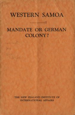 Western Samoa: mandate or German colony?