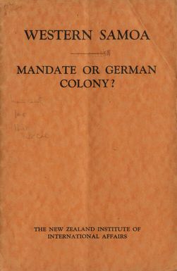 Western Samoa: mandate or German colony?