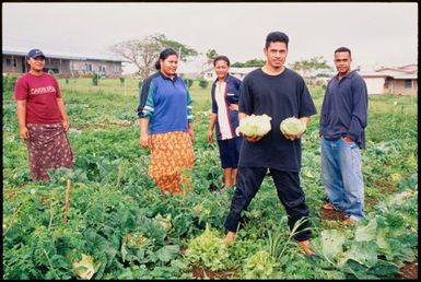 Group in vegetable garden,Tonga