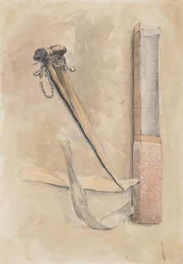 A dagger and wooden scoop taken out of a hut in New Guinea on 30th [May] 1845 [Edwin Augustus Porcher]
