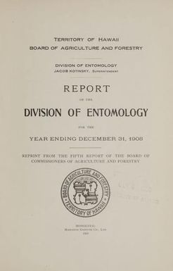 Report of the Board of Commissioners of Agriculture and Forestry of the Territory of Hawaii