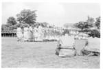 Pongipongi hingoa of Fotu of Leimatu'a at Mala'e Akapulu. (Performance of faiva (a lakalaka) after the presentation of the tokonaki mata.) Note the front row comprised of finemui.