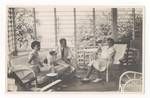 Evelyn Murray's secretary, Finch the dog, Colonel JK Murray and Evelyn Murray, Port Moresby, c1950