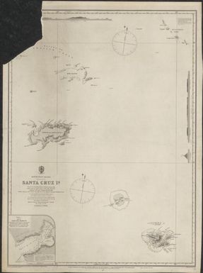 South West Pacific : Santa Cruz Is. / Santa Cruz I. by Admiral Bruny d'Entrecasteaux 1793 ; Duff Group by Captn. J. Wilson of the ship Duff 1797 ; Vonikoro Is. by Captn. Dumont d'Urville 1828 ; Swallow Group by Navg. Lieut. T.C. Tilly R.N., of the mission schooner Southern Cross ; the whole adapted to Navg. Lieutenant Tilly's positions ; engraved by Edwd. Weller ; drawn by E.J. Powell, Hydrographic Office, under the direction of Captn. Hoskyn, R.N. Supert. of Charts