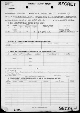 VMSB-245 - ACA Reps Nos 135-153 & 155-171 – Air opers against the Marshall Islands, 12/2-31/44