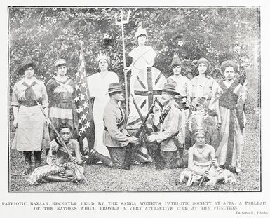 Patriotic bazaar recently held by the Samoa Women's Patriotic Society at Apia: a tableau of the nations which proved a very attractive item at the function