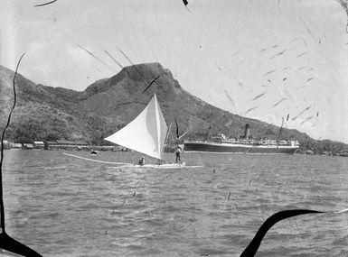 [View of a ship and a sailing boat]