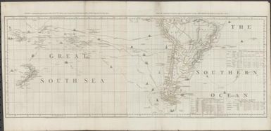 Chart containing the greater part of the South Sea to the south of the line, with the islands dispersed thro' the same : South America with the adjacent islands in the southern ocean and south sea