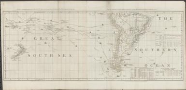 Chart containing the greater part of the South Sea to the south of the line, with the islands dispersed thro' the same : South America with the adjacent islands in the southern ocean and south sea