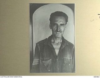 PORT MORESBY, NEW GUINEA. 1942-04-12. SERGEANT S. COSTELLO, NEW GUINEA VOLUNTEER RIFLES, AN ACCOUNTANT OF RABAUL IN PRIVATE LIFE, ONE OF THE EVACUEES WHO WAS SUCCESSFULLY RESCUED BY THE HMAS ..