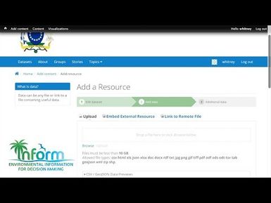 Inform project: Data Portal Tutorial 2 – How to add a resource