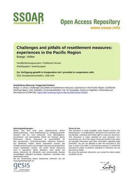 ["Challenges and pitfalls of resettlement measures: experiences in the Pacific Region"]