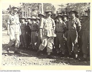 LAE, NEW GUINEA. 1944-06-07. VX13 LIEUTENANT GENERAL S G SAVIGE, CB, CBE, DSO, MC, ED, (1), GENERAL OFFICER COMMANDING NEW GUINEA FORCE ACCOMPANIED BY VX14 BRIGADIER B W PULVER CBE DSO, ..