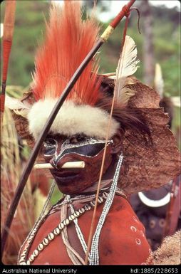 Febi youth in ceremonial dress preparing to participate in the end-of-year cultural activities at Koroba Provincial High School