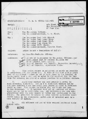 USS SUMTER - Report of Ops Period 6/15-24/44- Saipan Channel, Saipan Is, Marianas