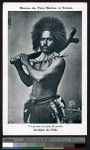 A warrior in ceremonial dress, Fiji, ca.1900-1930