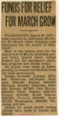 Funds For Relief For March Grow. Northwest History. Relief, Resettlement and Rehabilitation, Resorts.