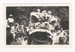 Full frontal of dragon with relief 'feet' sitting on truck, Rabaul, c1946 to ?