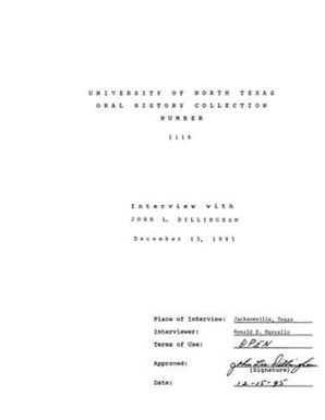 Oral History Interview with John L. Dillingham, December 15, 1995