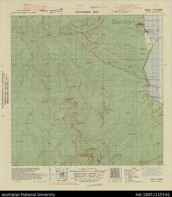 Papua New Guinea, New Britain, Cape Turner - overprint, Provisional map, Sheet B56/6, 590, 1943, 1:63 360