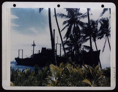 Disabled Jap Ship Off The Shore Of Munda, New Georgia, In The Solomon Islands. (U.S. Air Force Number K4981)