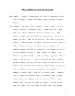Oral History Interview with Marie Castro, September 30, 1998