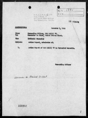 LCI(G)-77 - Report of operations in the amphibious assaults on Saipan & Tinian Islands, Marianas on 6/15/44 & 7/24/44 & on Peleliu Island, Palau Islands on 9/15/44