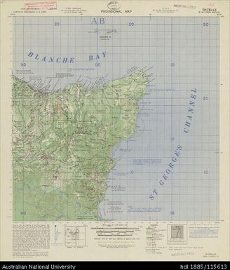 Papua New Guinea, New Britain, Gazelle, Provisional map, Sheet B56/2, 1944, 1:63 360