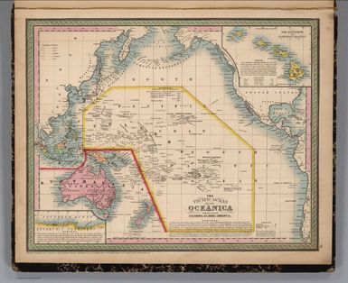 The Pacific Ocean Including Oceanica, with its Several Divisions, Islands, Groups &c.. Entered ... 1850, by Thomas, Cowperthwait & Co. ... Pennsylvania. (with two inset maps) Antarctic Continent, and The Sandwich or Hawaiian Islands.