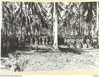 SIAR, NEW GUINEA. 1944-06-20. PLATOONS DRILLING ON THE TRAINING AREA OF D COMPANY, 58/59TH INFANTRY BATTALION