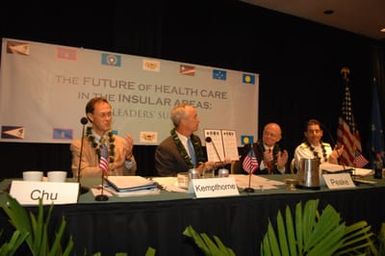 [Assignment: 48-DPA-09-29-08_SOI_K_Isl_Conf_Sign] Signing of interagency coordination pledge at the Insular Areas Health Summit [("The Future of Health Care in the Insular Areas: A Leaders Summit") at the Marriott Hotel in] Honolulu, Hawaii, where Interior Secretary Dirk Kempthorne [joined senior federal health officials and leaders of the U.S. territories and freely associated states to discuss strategies and initiatives for advancing health care in those communities [48-DPA-09-29-08_SOI_K_Isl_Conf_Sign_DOI_0615.JPG]