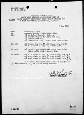 VMF(N)-541 - ACA Reports Nos. 15-17 - Air operations against the Palau Islands, 5/27-30/45